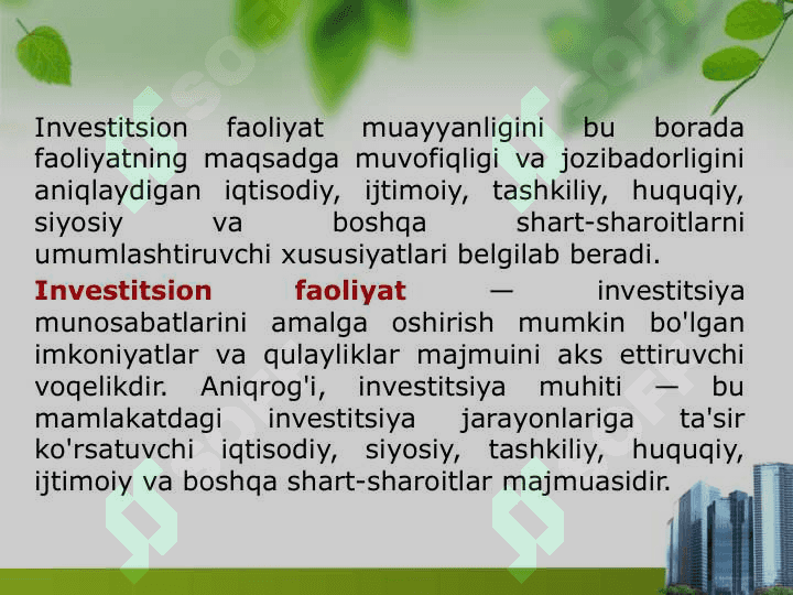 Investitsion faoliyat 3