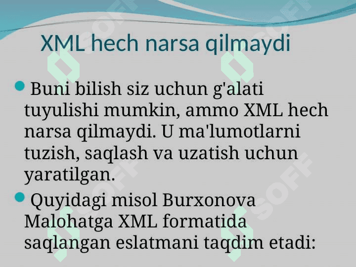 XML va ma`lumotlar bazasi 6