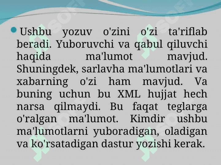 XML va ma`lumotlar bazasi 8