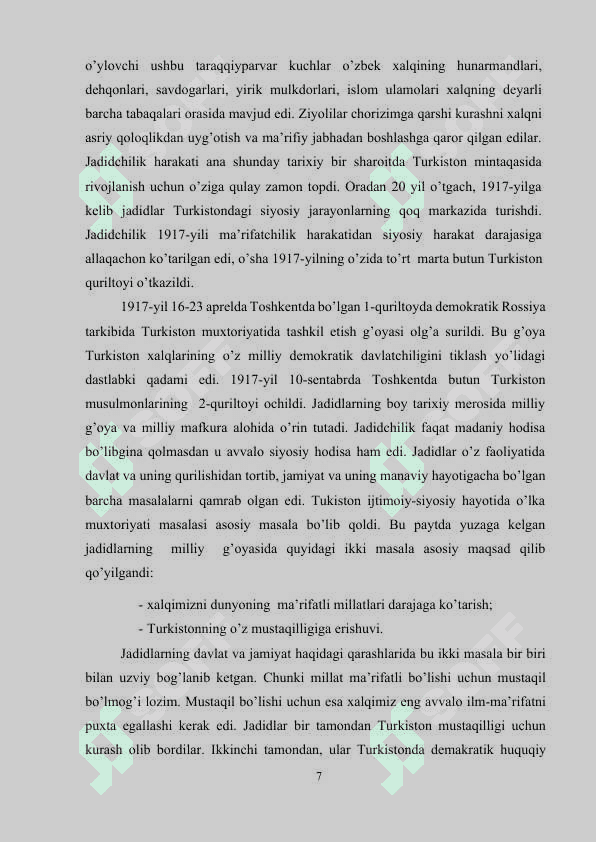 Mustaqilikga erishish arafasida Ozbekistondagi ijtimoiy siyosiy jarayonlar 7