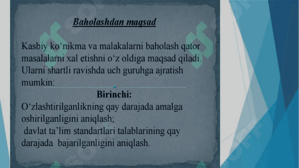 Adabiy ta’limda o’quvchilar bilimini nazorat qilish va baholash 6