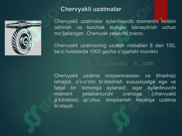 Turli tishli mexanizmlar. Tishli g’ldiraklarni ishlab chiqish usullari 4