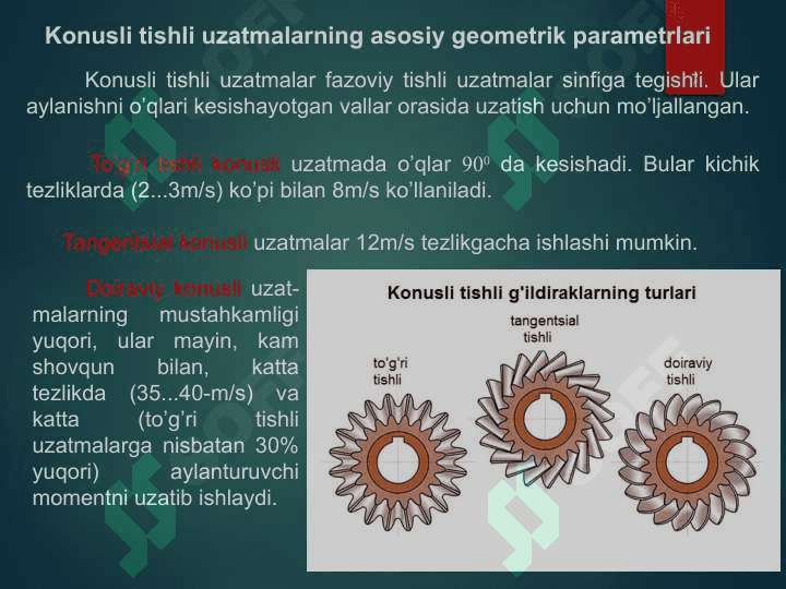 Turli tishli mexanizmlar. Tishli g’ldiraklarni ishlab chiqish usullari 7