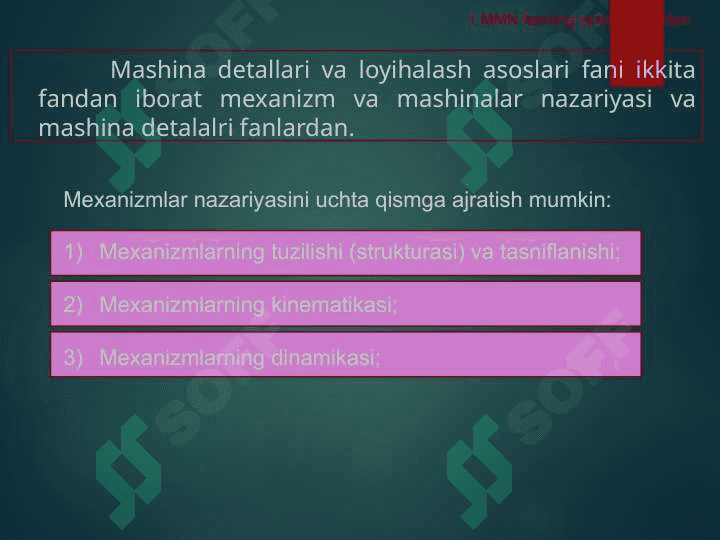 Mexanizm va mashinalar nazariyasi (MMN) faniga kirish 3