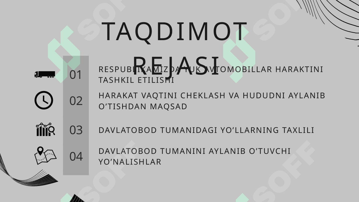 NAMANGAN SHAHRIGA (DAVLATOBOD TUMANIGA) KIRIB OʻTUVCHI YUK AVTOMOBILLARI UCHUN SHAHARNI AYLANIB OʻTUVCHI YOʻL TARMOGʻI BOʻYICHA TAKLIFLAR ISHLAB CHIQISH (4R-112 VA 4R-117 AYLANMA YOʻLI) 2
