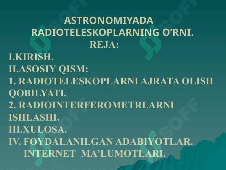 Astronomiyada radioteleskoplarning o'rni 2
