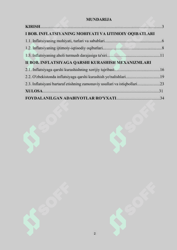 Inflatsiyaning ijtimoiy oqibatlari va unga qarshi kurashishning asosiy yo'nalishlari 2