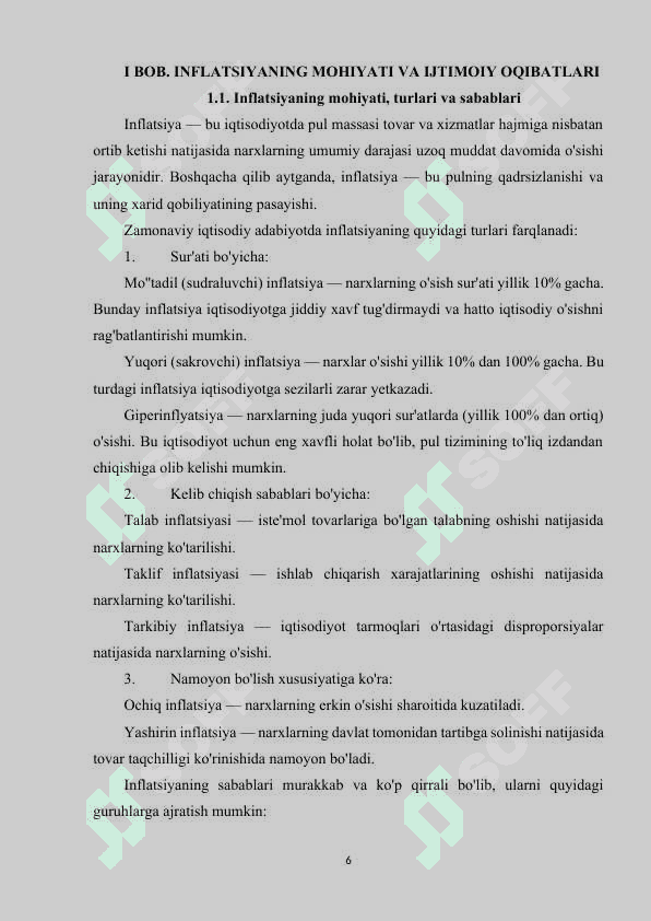 Inflatsiyaning ijtimoiy oqibatlari va unga qarshi kurashishning asosiy yo'nalishlari 6