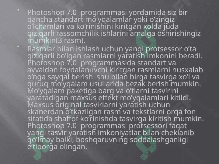 Adobe Photoshop dasturida tasvirlar bilan ishlash 6