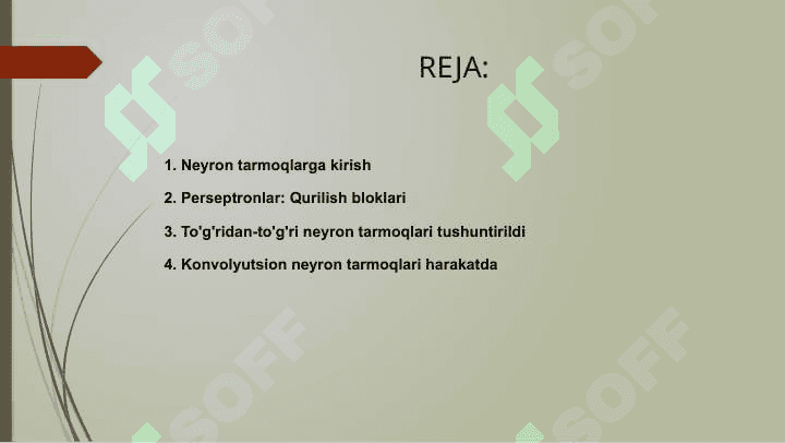 Neyron to'rlarning turlari va ularning ishlash tamoyillar 2