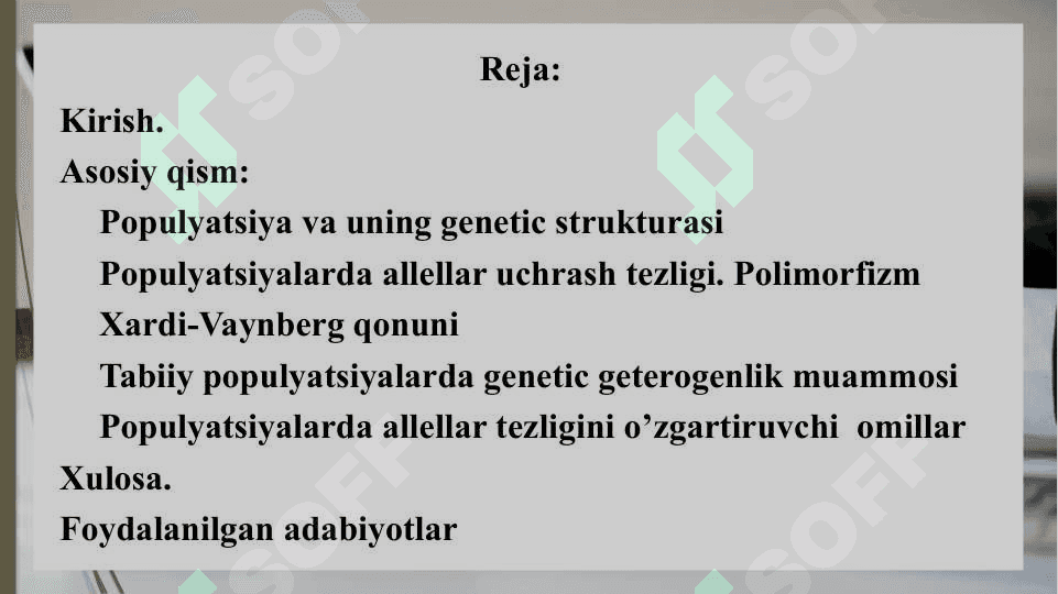 Populyatsiyalar genetikasi 2
