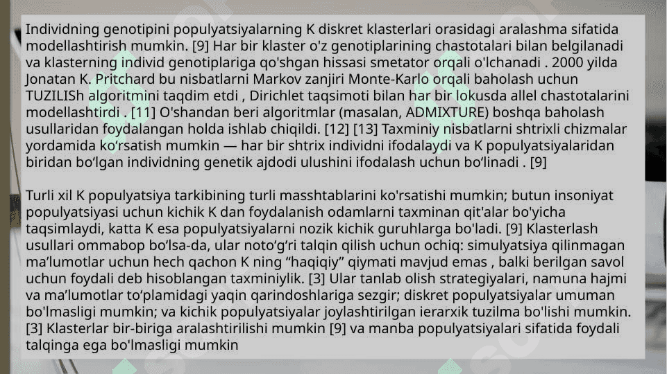 Populyatsiyalar genetikasi 7