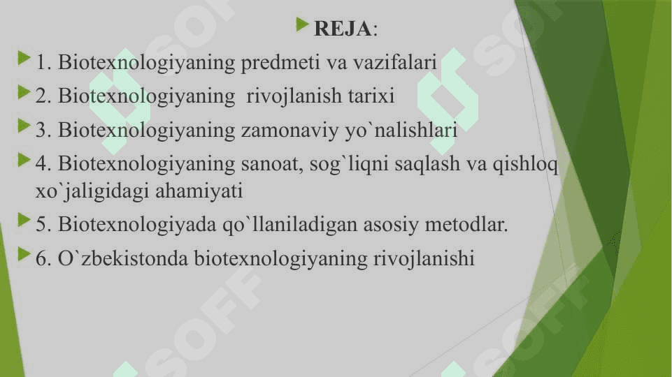 BIOTEXNOLOGIYA FANINING PREDMETI, OBEKTI VA VAZIFALARI 2