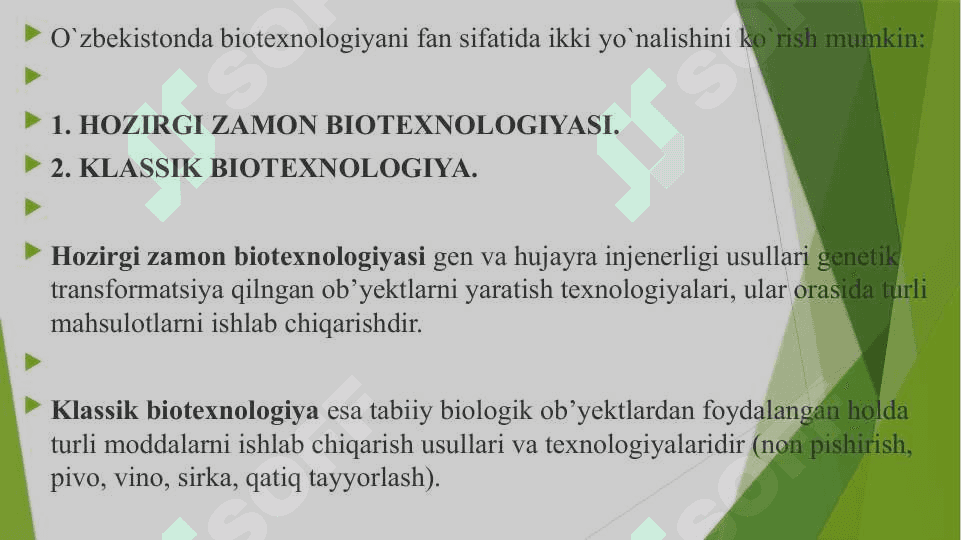 BIOTEXNOLOGIYA FANINING PREDMETI, OBEKTI VA VAZIFALARI 5