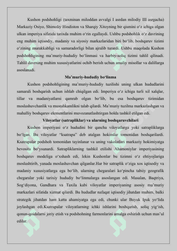 Kushon podsholigi davridagi boshqaruv tizimi 25 8