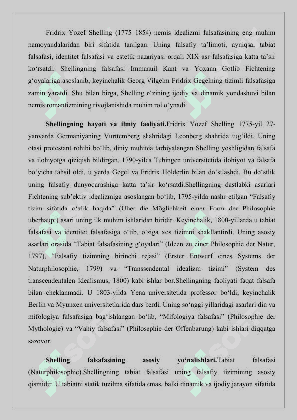 Fridrix Yozef Shelling 25 2