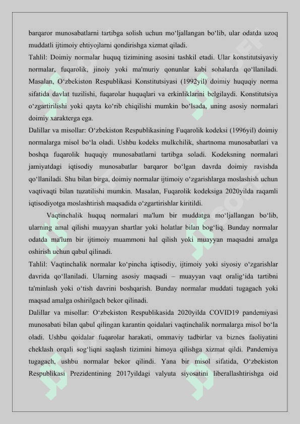 Huquq normalarini turli asoslarga ko‘ra tasniflash 8