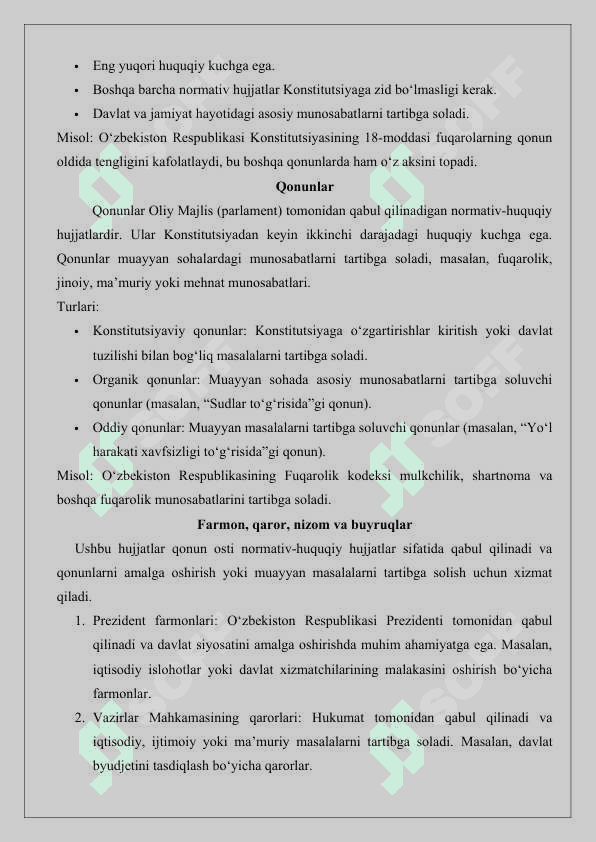 Normativ-huquqiy hujjat – huquqning manbasi 25 6