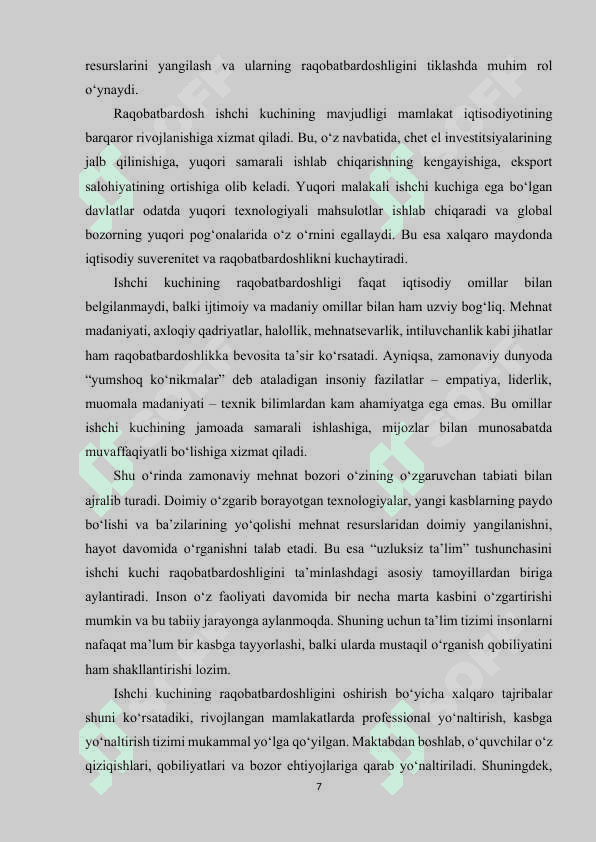 Mehnat bozorida ishchi kuchi raqobatbardoshligini oshirishning samarali yoʻllari. 7