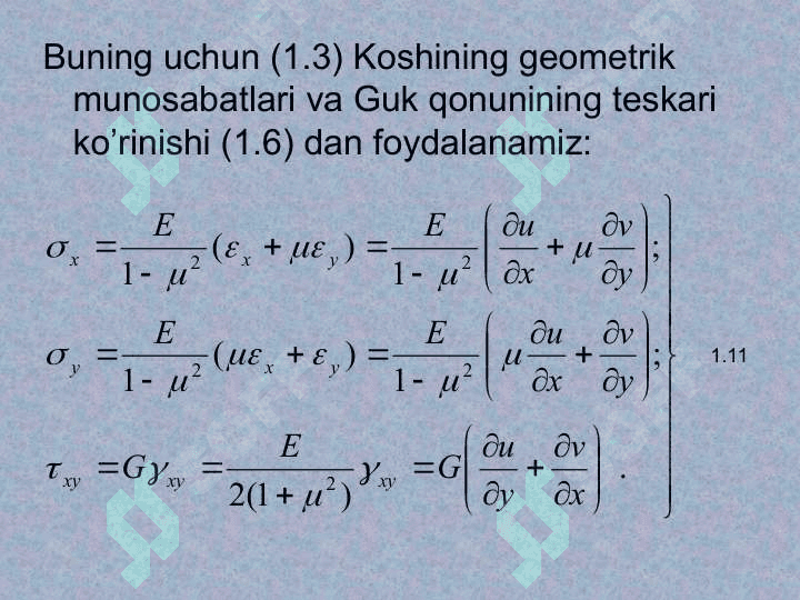 Elastiklik nazariyasining tekis masalasi 4