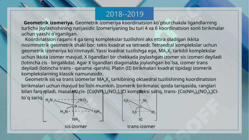 Kompleks birikmalarning izomeriyasi 5