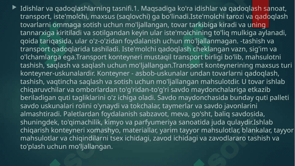 Qadoqlash idish va materiallarnig tasnifi 5