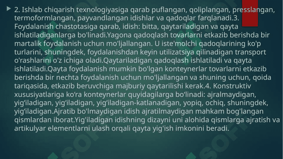Qadoqlash idish va materiallarnig tasnifi 6