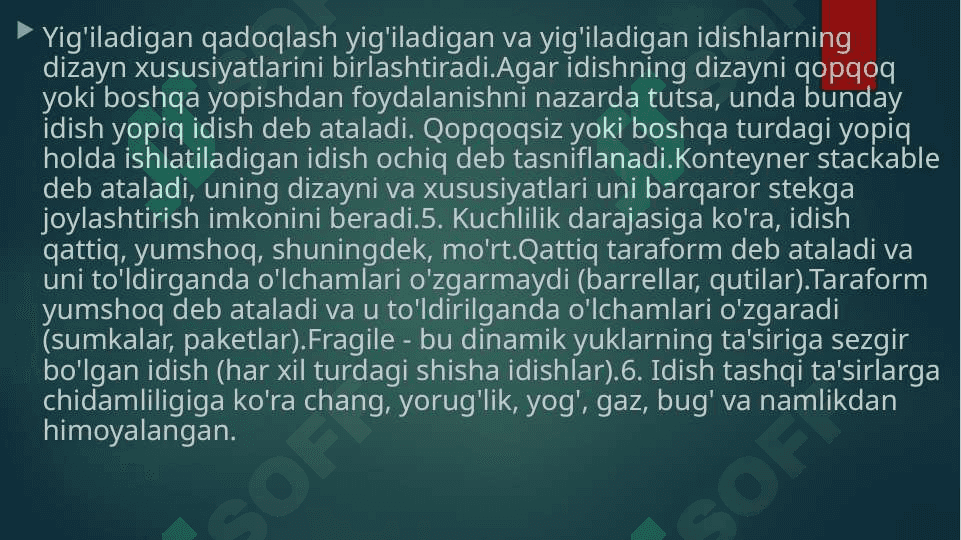 Qadoqlash idish va materiallarnig tasnifi 7