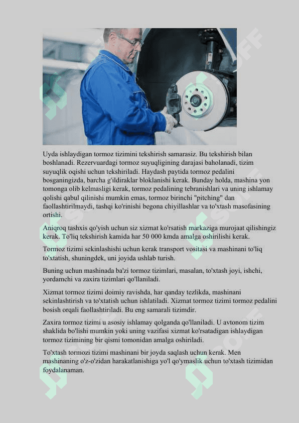 Tormoz tizimlarining turlari. 6