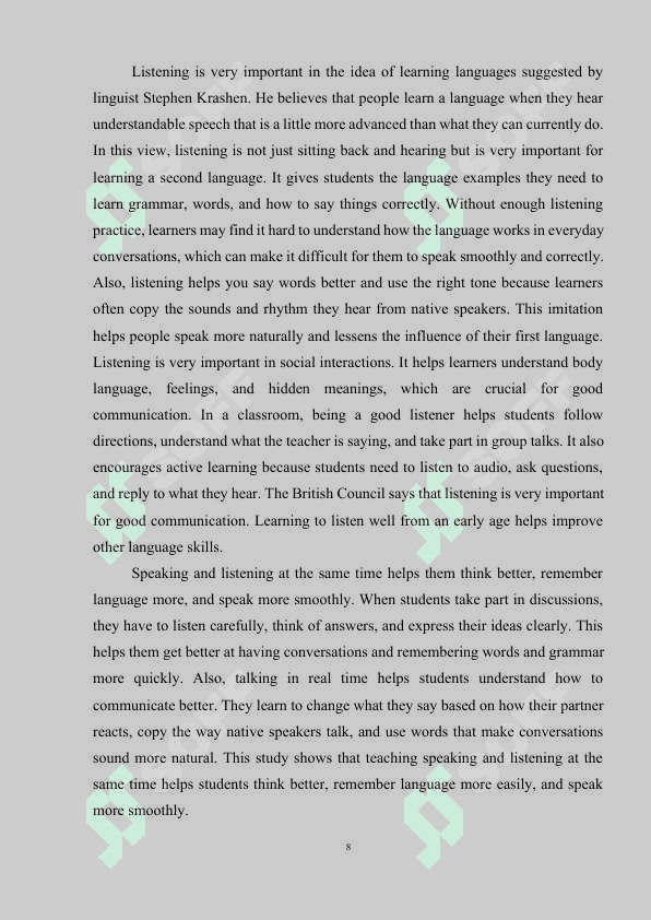 Integrating Speaking and Listening through Discussions and Dialogues 8