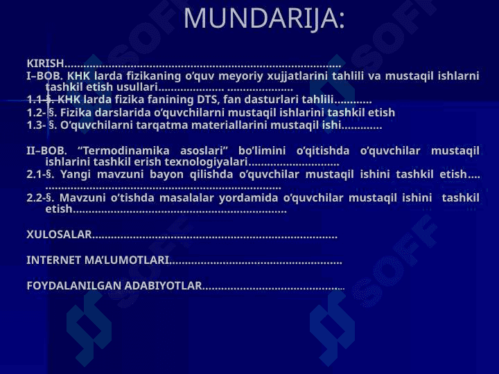 KHKlarida “termodinamika asoslari” bo’limini o’qitishda talabalar mustaqil ishlarini tashkil etish 2