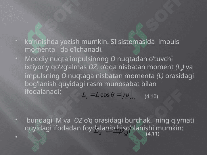 Impuls momenti  va uning o’zgarish qonuni 4