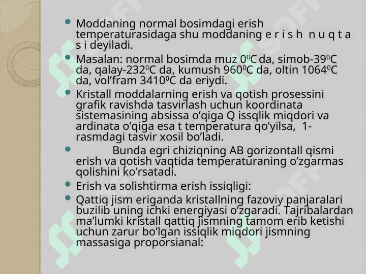Modda agregat xolatining o’zgarish 4