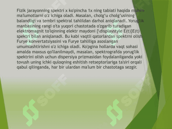 Signallarning energiya spektri. Korrelyatsiya fuksiyasi 4