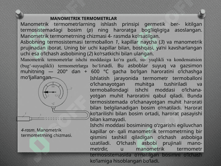 Temperaturani o’lchashda ishlatiladigan uskunalarning turlari 6