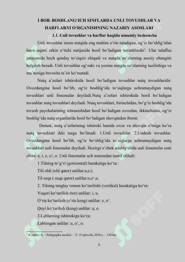 BOSHLANGICH SINFDA UNLI TOVUSH VA HARFLARNI O‘RGANISH 4