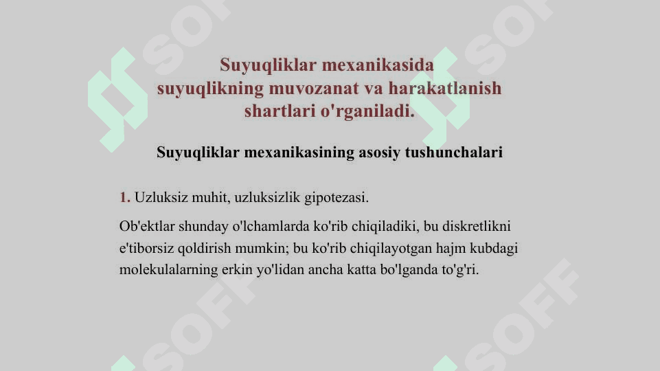 Suyuqlik mexanikasi elementlari 2