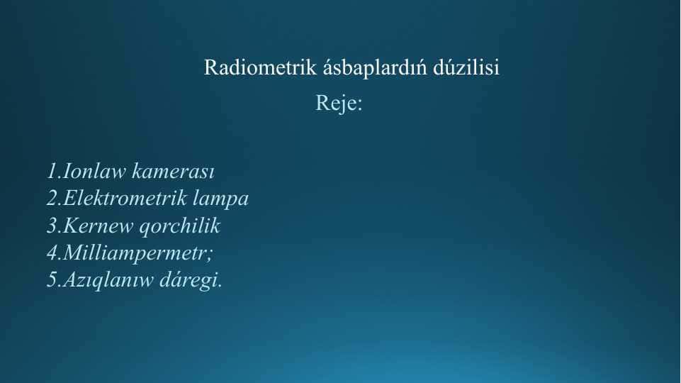 Radiometrik ásbaplardıń dúzilisi