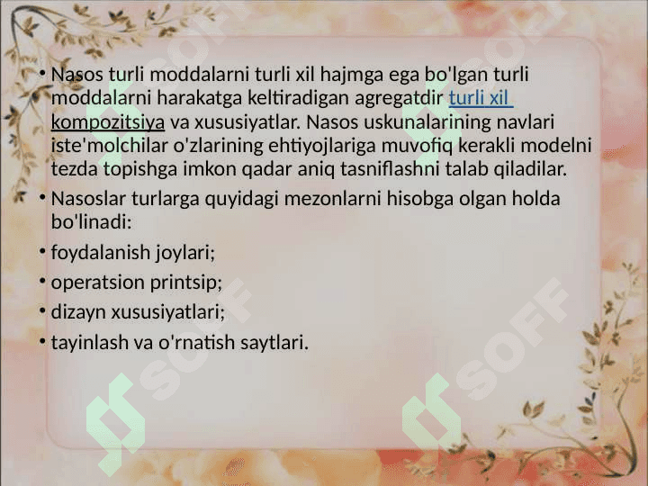 Nasoslar va ularning turlari 2