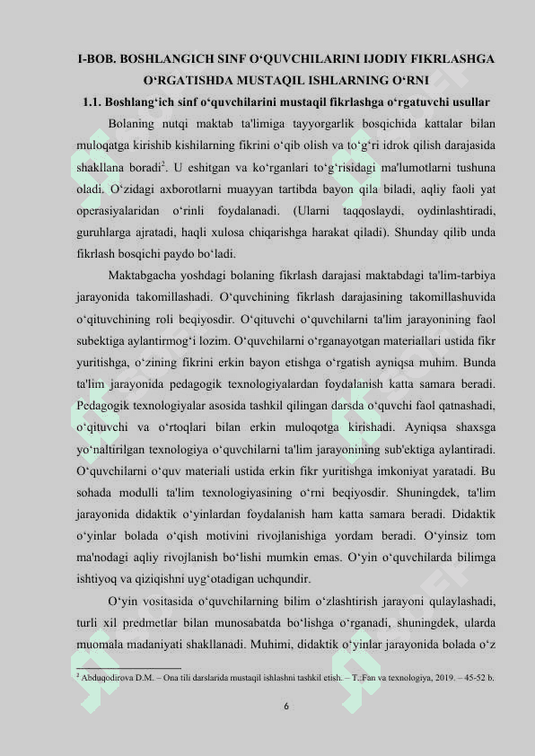 BOSHLANG‘ICH SINFLARDA ONA TILIDAN O‘QUVCHILARNING MUSTAQIL ISHLARI 5