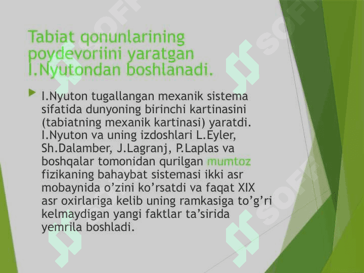 Mumtoz fizikaning asosiy yo`nalishlarining rivojlanishi 2