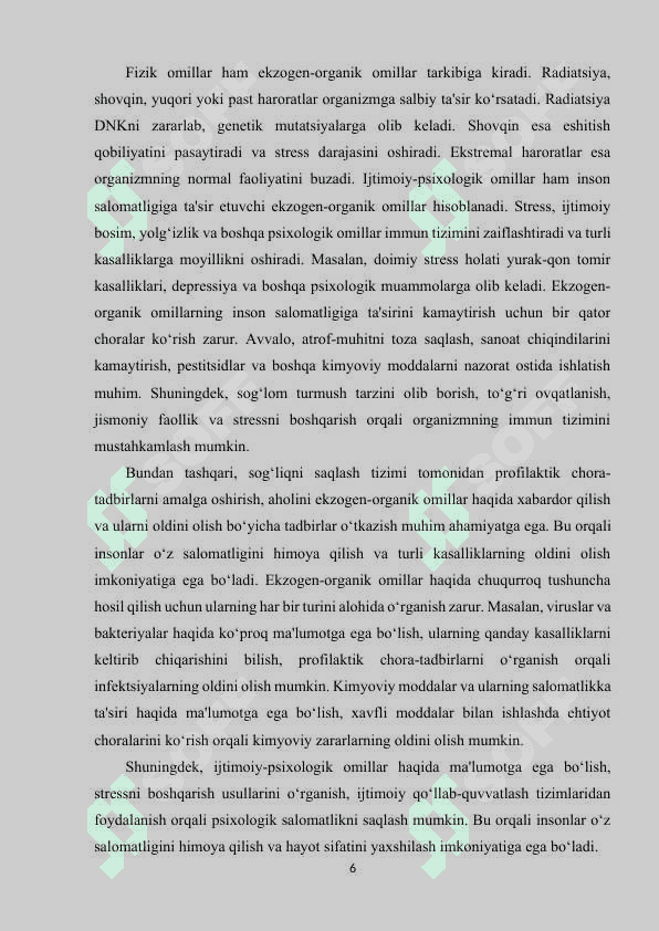 Ekzogen-organik omillarni nutq buzilishlarining sababi sifatida 6