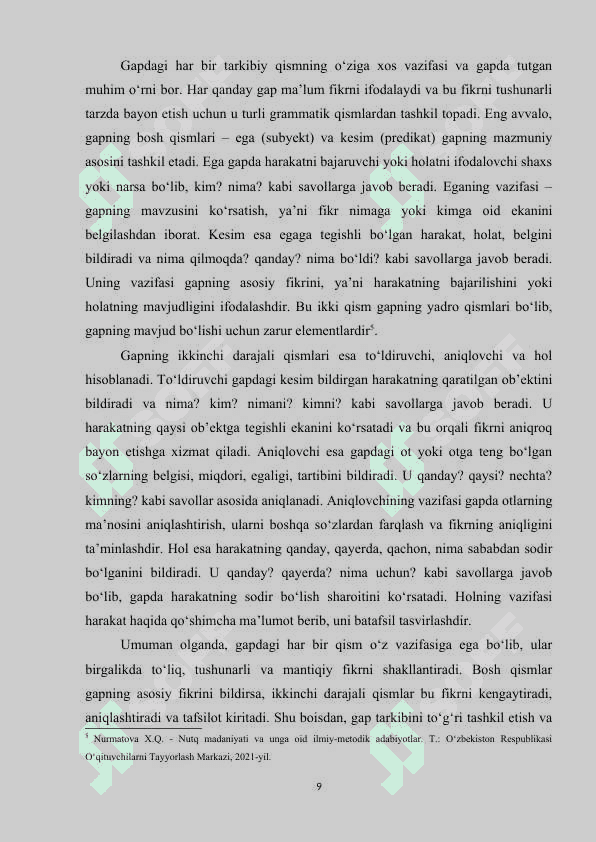 ONA TILI DARSLARIDA “GAP VA UNING TURLARI” MAVZUSINI O‘RGANISH 8