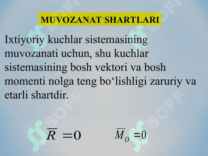 Tekislikda joylashgan ixtiyoriy kuchlar sistemasining muvozanati 2
