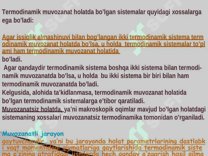 Termodinamikaning  birinchi qonunini qator jarayonlarga qo’llash 7