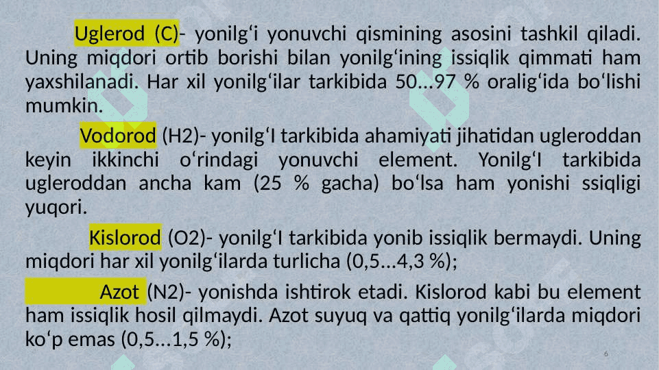 SUYUQ YONILG’ILARNING XUSUSIYATLARI VA ULARNI BAHOLASH USULLARI 6