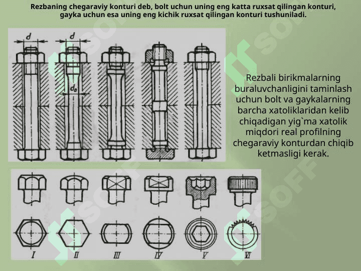Rezbali birikmalarning 3
