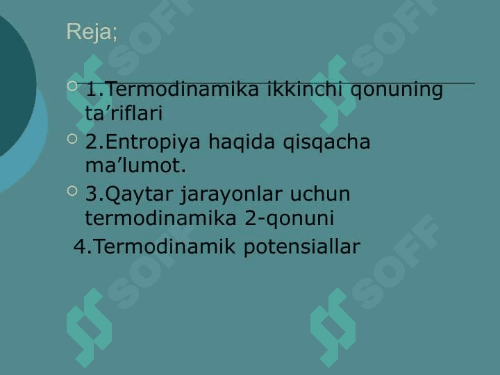 Qaytar jarayonlar uchun termodinamika 2-qonuni 2