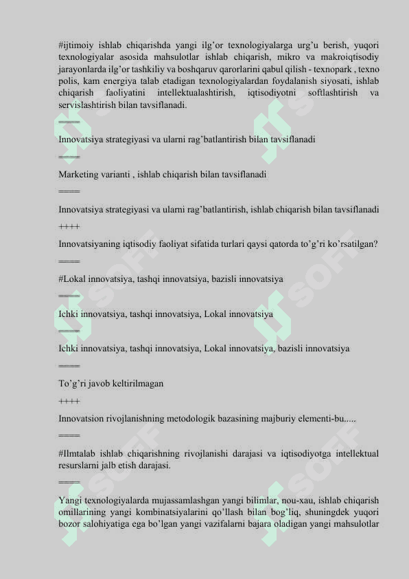 Innovatsion iqtisodiyot yakuniy nazorat test savollari va javoblari. 3