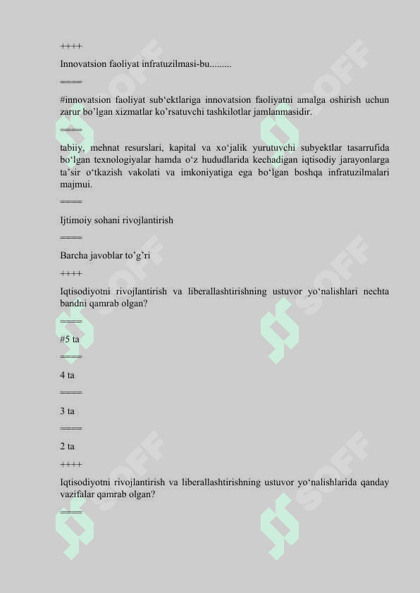 Innovatsion iqtisodiyot yakuniy nazorat test savollari va javoblari. 6